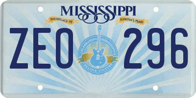 MS license plate ZEO296
