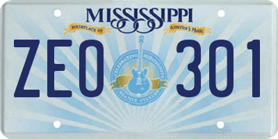 MS license plate ZEO301