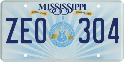 MS license plate ZEO304