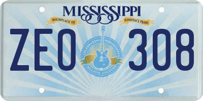 MS license plate ZEO308