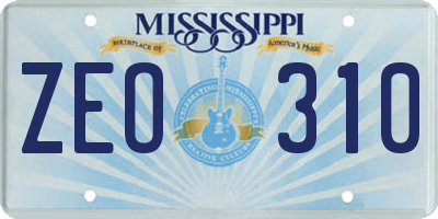 MS license plate ZEO310
