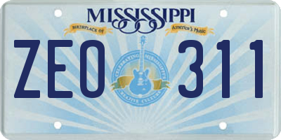 MS license plate ZEO311