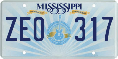 MS license plate ZEO317