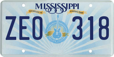 MS license plate ZEO318