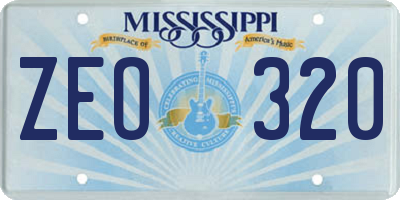 MS license plate ZEO320