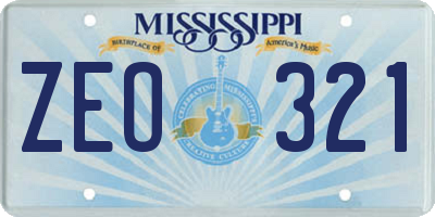 MS license plate ZEO321