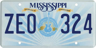 MS license plate ZEO324