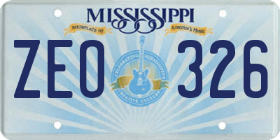MS license plate ZEO326