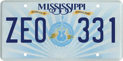 MS license plate ZEO331