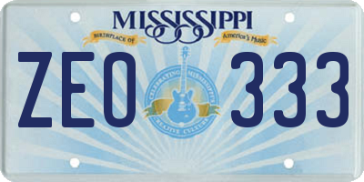 MS license plate ZEO333
