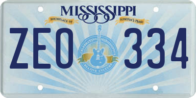 MS license plate ZEO334