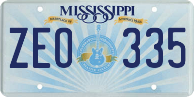 MS license plate ZEO335