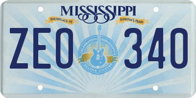 MS license plate ZEO340