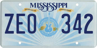 MS license plate ZEO342