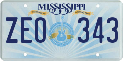 MS license plate ZEO343