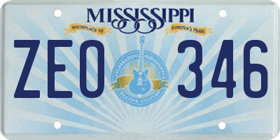 MS license plate ZEO346