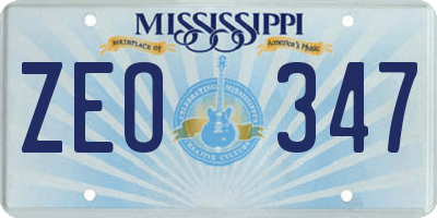 MS license plate ZEO347