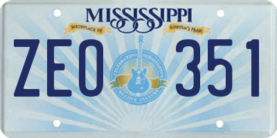 MS license plate ZEO351