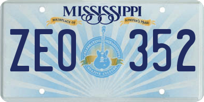 MS license plate ZEO352