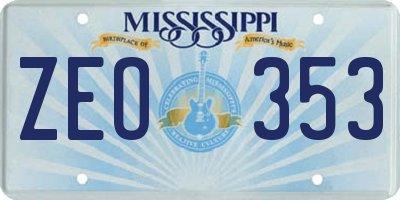 MS license plate ZEO353