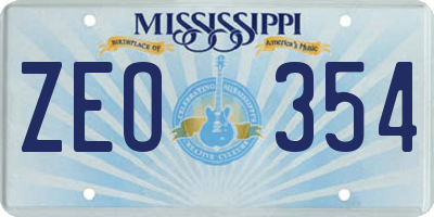 MS license plate ZEO354