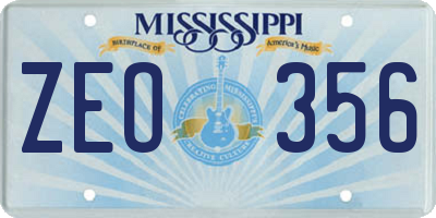 MS license plate ZEO356