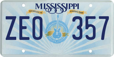 MS license plate ZEO357