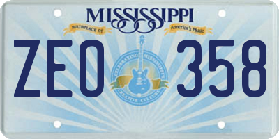 MS license plate ZEO358