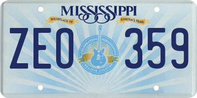 MS license plate ZEO359