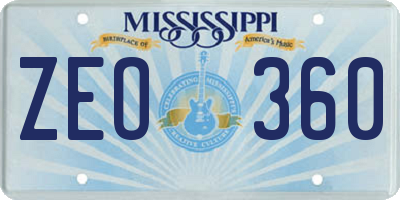 MS license plate ZEO360