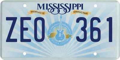 MS license plate ZEO361