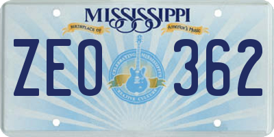 MS license plate ZEO362