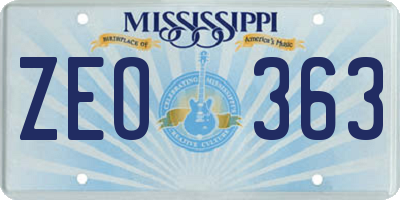 MS license plate ZEO363