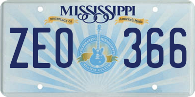 MS license plate ZEO366