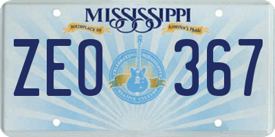 MS license plate ZEO367