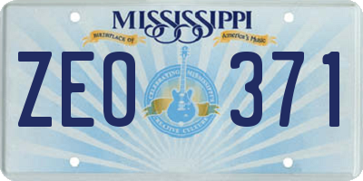 MS license plate ZEO371