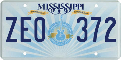MS license plate ZEO372