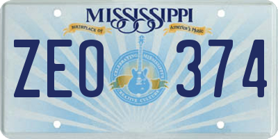 MS license plate ZEO374
