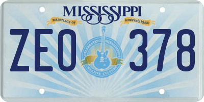MS license plate ZEO378