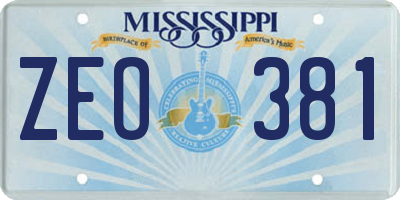 MS license plate ZEO381