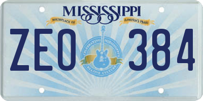 MS license plate ZEO384