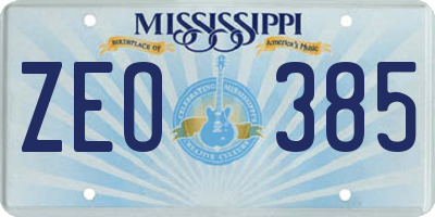 MS license plate ZEO385