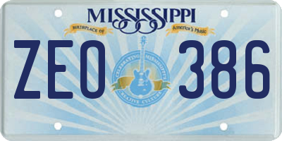 MS license plate ZEO386