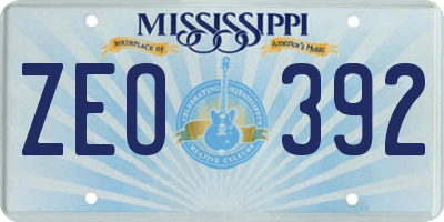MS license plate ZEO392