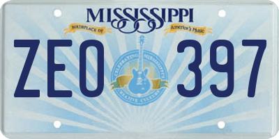MS license plate ZEO397