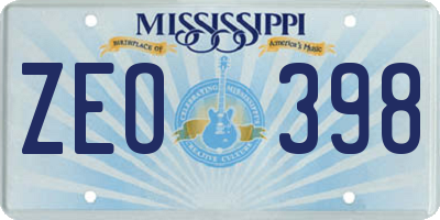 MS license plate ZEO398