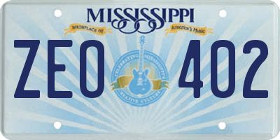 MS license plate ZEO402