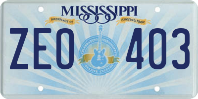 MS license plate ZEO403