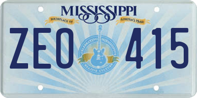 MS license plate ZEO415