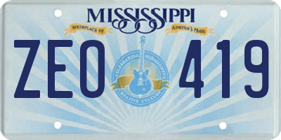 MS license plate ZEO419